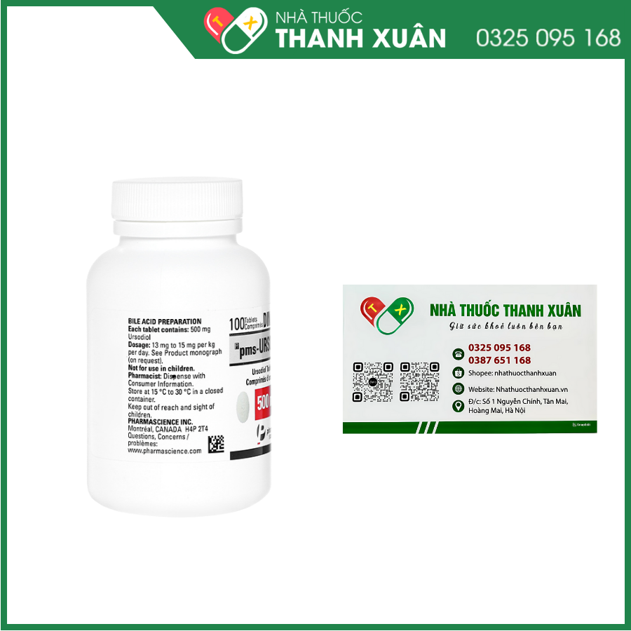 Pms-Ursodiol C 500 điều trị viêm gan ứ mật nguyên phát, tan sỏi mật